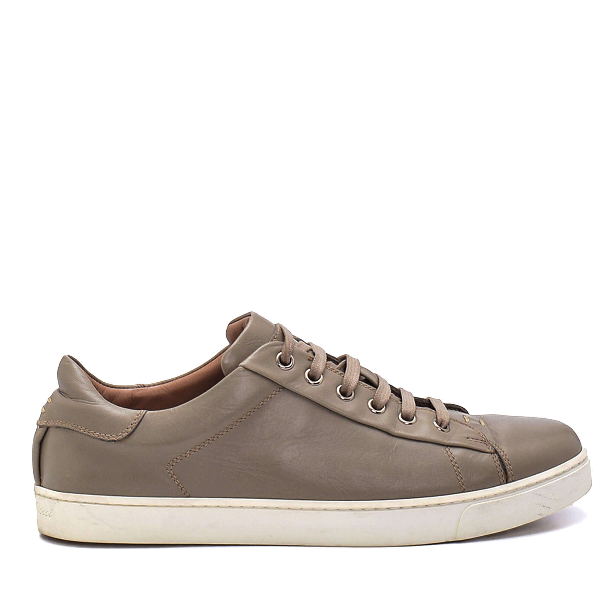 Gianvito Rossi - Grey Leather Lace Up Low Top Sneakers